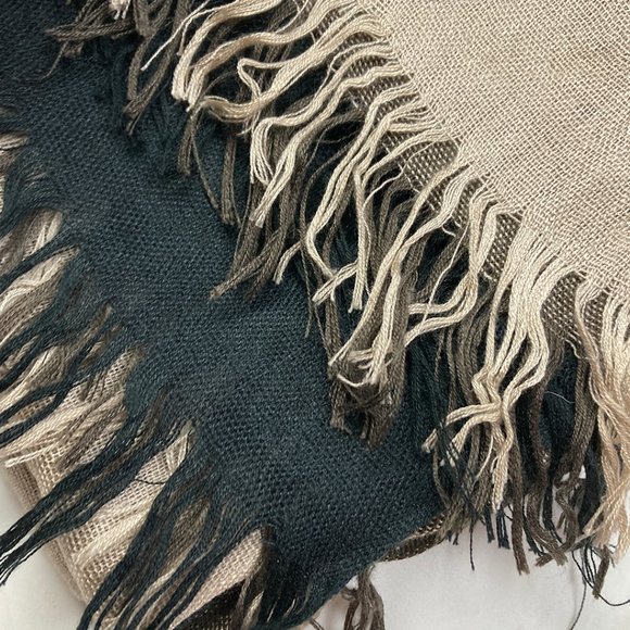 BCBGMaxAzria Tan and Black Fringe Blanket Scarf One Size - Picture 5 of 13